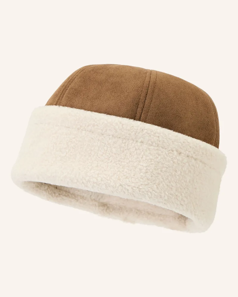 Loevenich Hut In Lederoptik Mit Teddyfell braun Braun