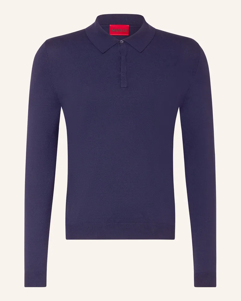 HUGO BOSS Strick-Poloshirt SAN PIPPO Slim Fit Dunkelblau