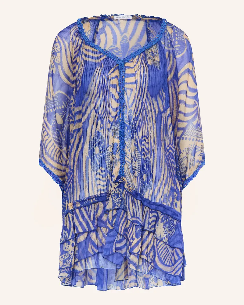 Poupette St Barth Strandkleid NAVA aus Seide mit 3/4-Arm Blau