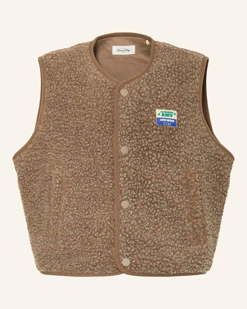 American Vintage Teddyfell-Weste Hoktown beige Dunkelbraun