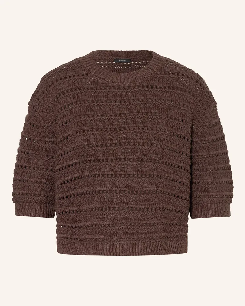 OPUS Strickshirt Ploomina braun Dunkelbraun