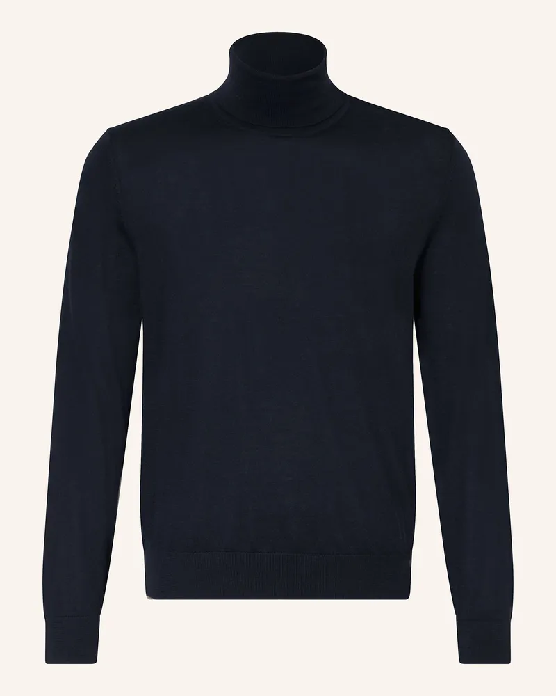 HUGO BOSS Rollkragenpullover HERNANDO aus Cashmere Dunkelblau