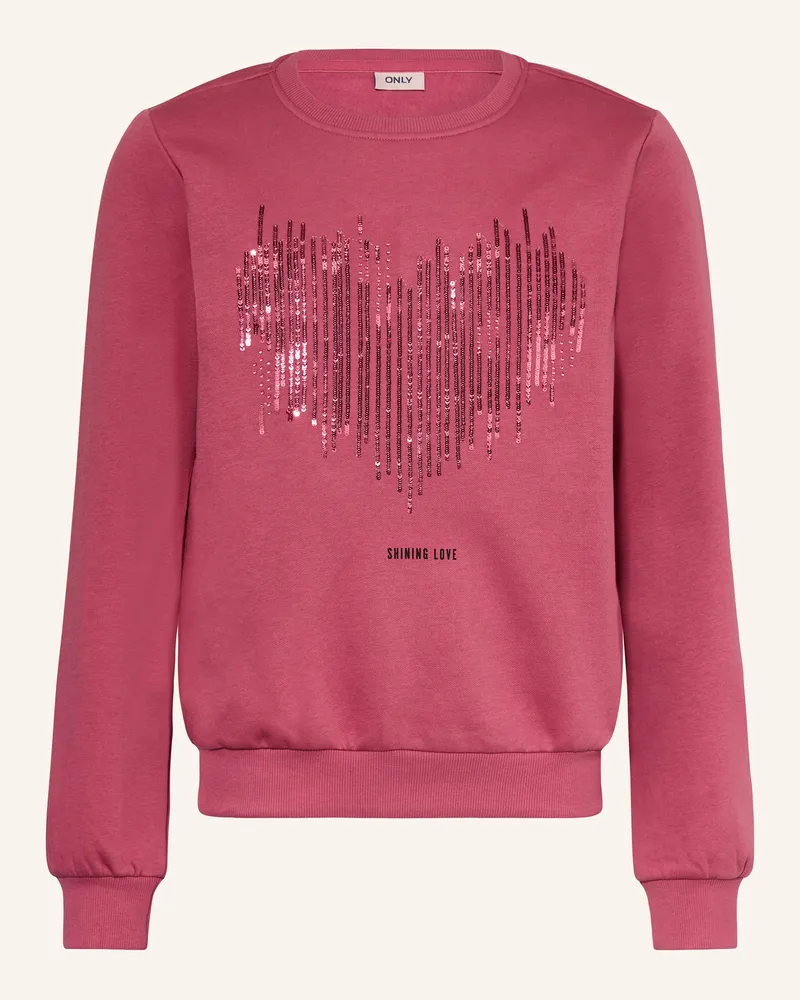 only Sweatshirt mit Pailletten Fuchsia