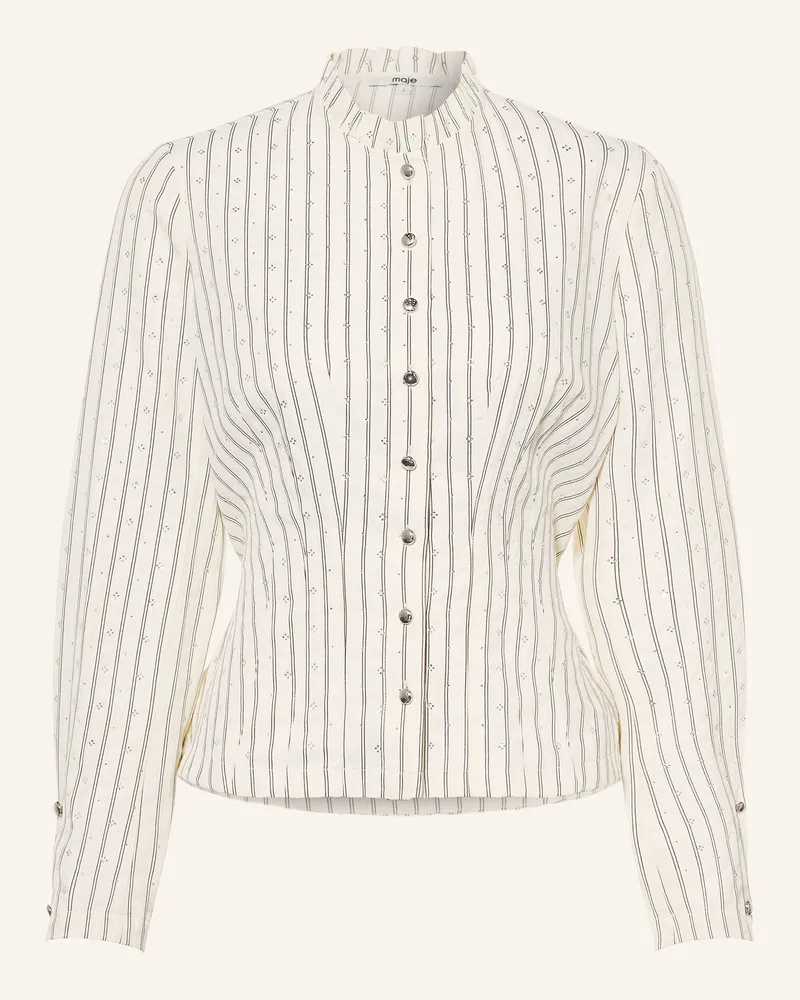 Maje Bluse Mit Schmucksteinen weiss Ecru