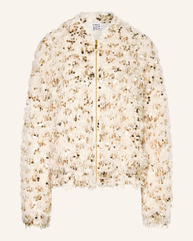 Emily van den Bergh Strick-Blouson mit Pailletten Creme