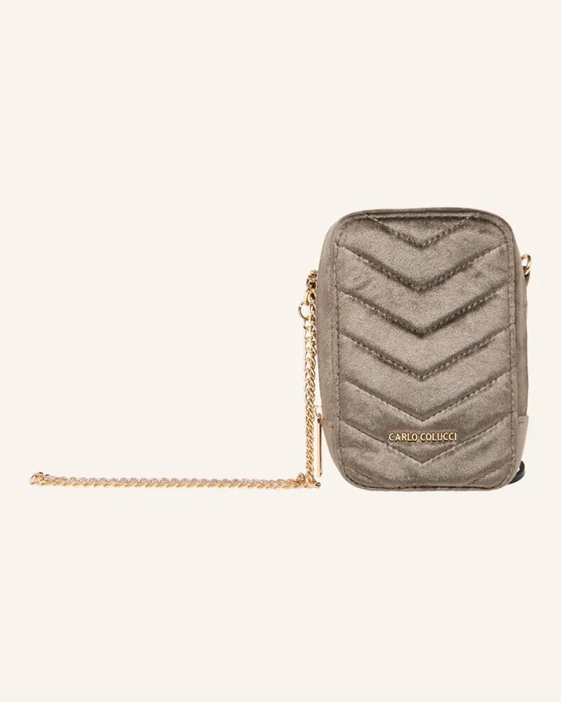 Carlo Colucci Samt Umhängetasche Mit Kette Dellavaja beige Taupe