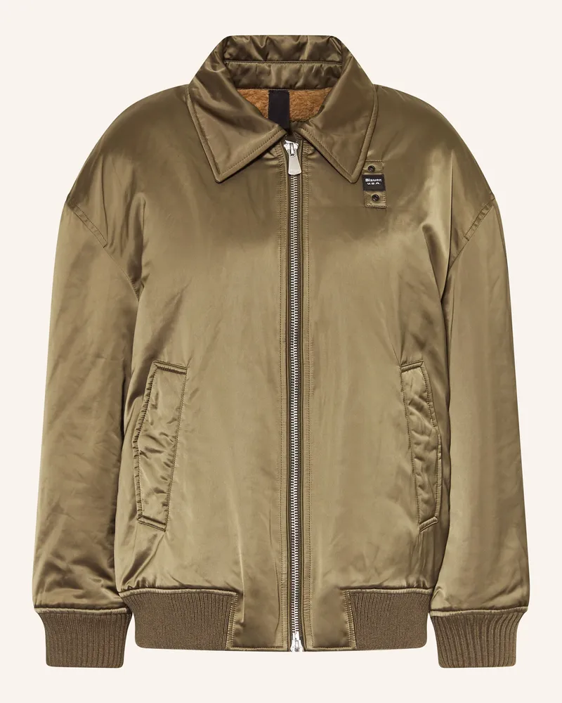 Blauer Satinblouson SAVIN Oliv