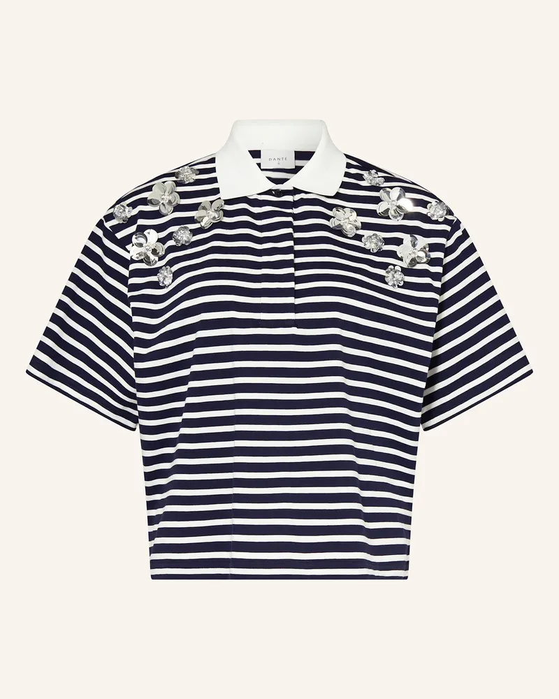 Dante6 Jersey-Poloshirt TITAN mit Schmuckperlen Dunkelblau