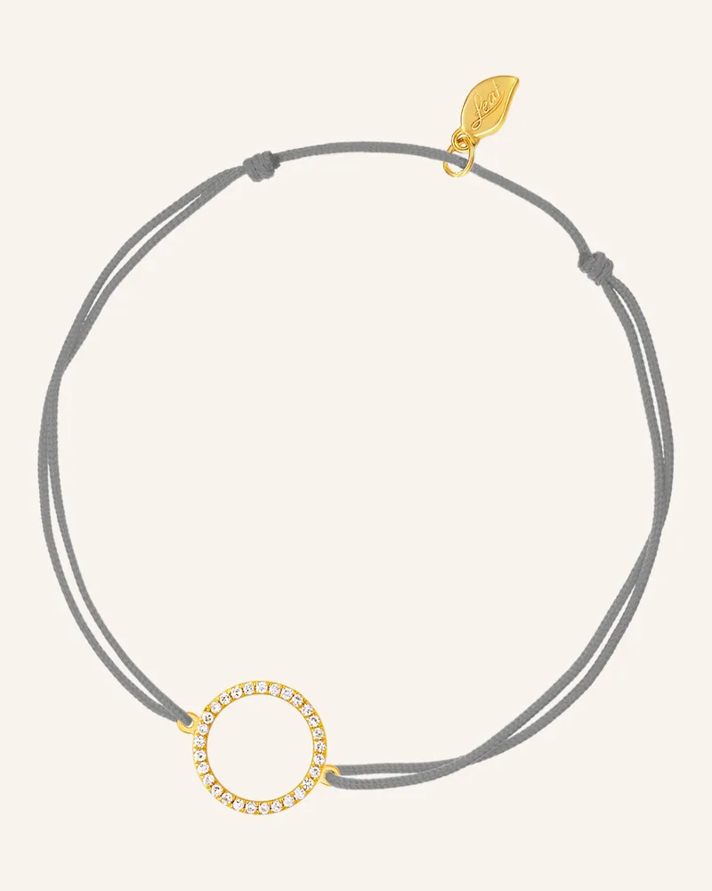 Leaf Freundschaftsarmband CIRCLE aus 18 Karat Gelbgold mit Diamanten Grau