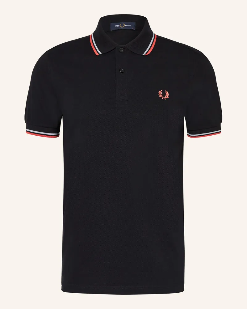 Fred Perry Piqué-Poloshirt blau Schwarz
