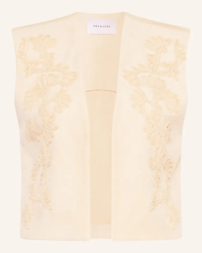 Mrs & HUGS Blazerweste in Lederoptik Creme