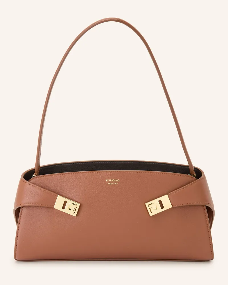 Ferragamo Schultertasche Hug East West braun Braun