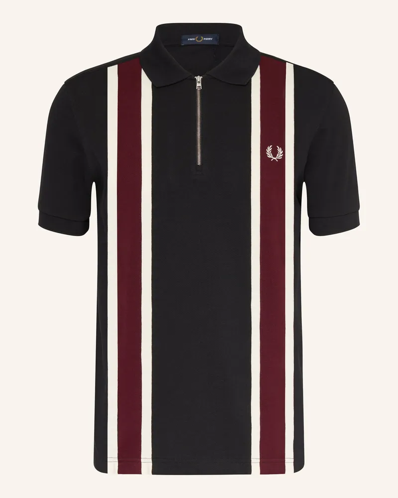 Fred Perry Piqué-Poloshirt schwarz Dunkelblau