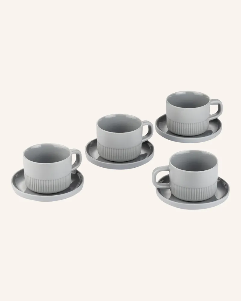 Marc O'Polo 4er-Set Espressotassen MOMENTS mit Untertasse Grau