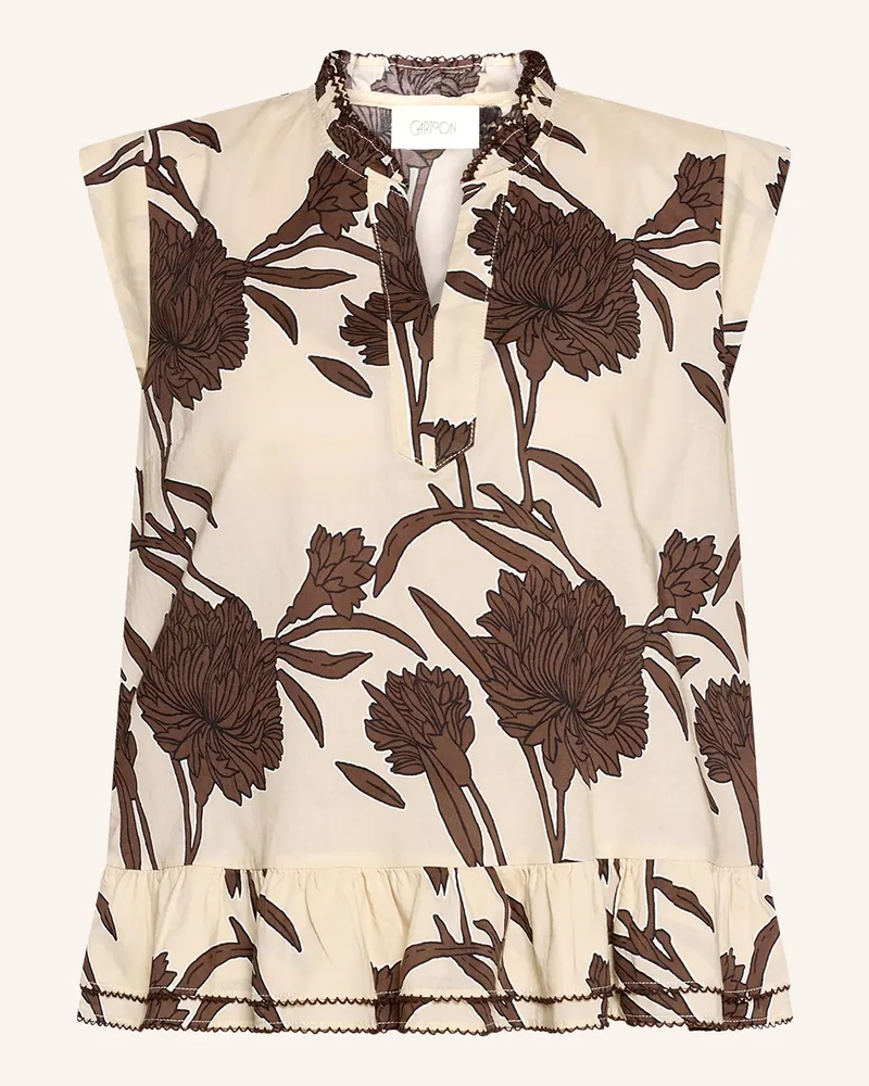 Cartoon Blusenshirt Mit Rüschen beige Dunkelbraun