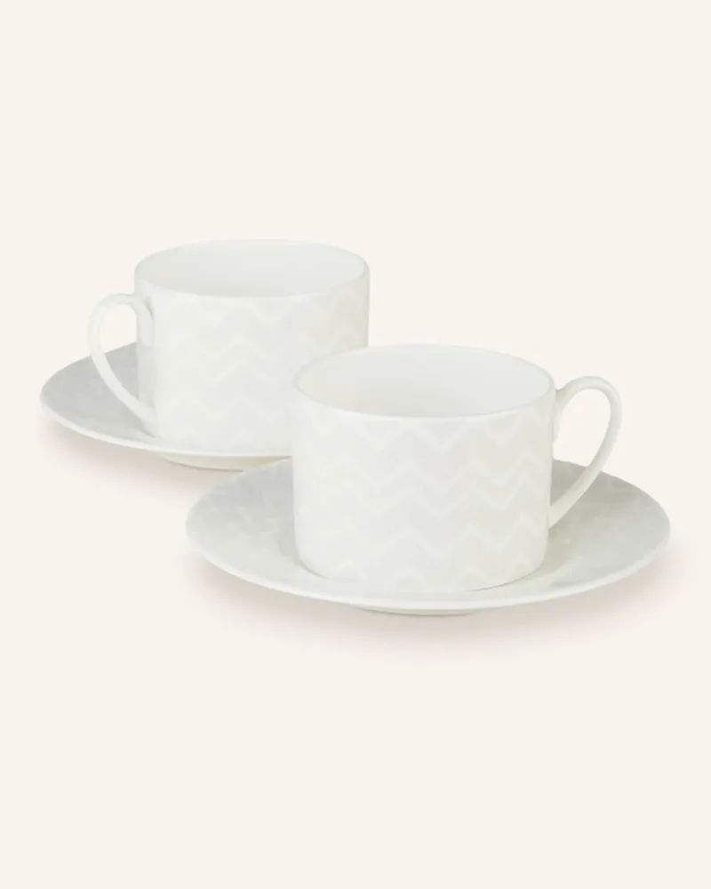 Missoni Home 2er-Set Henkelbecher ZIG ZAG mit Untertassen Creme