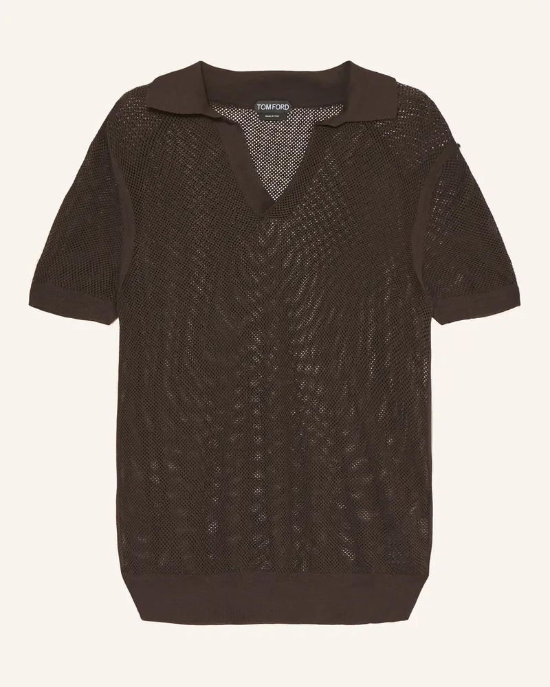 Tom Ford Strick-Poloshirt Mit Seide braun Dunkelbraun