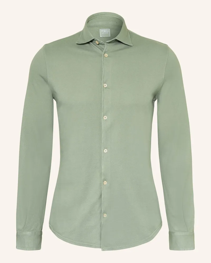Fedeli Piqué-Hemd Custom Fit gruen Mint