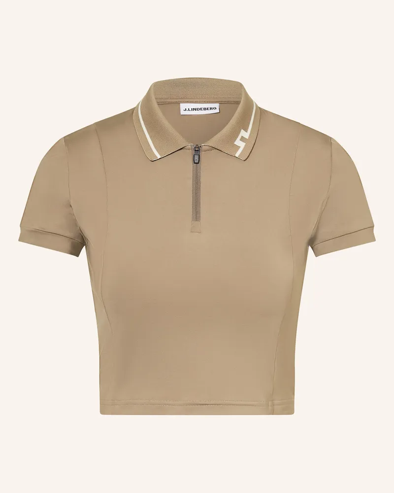 J.Lindeberg Cropped-Poloshirt braun Oliv