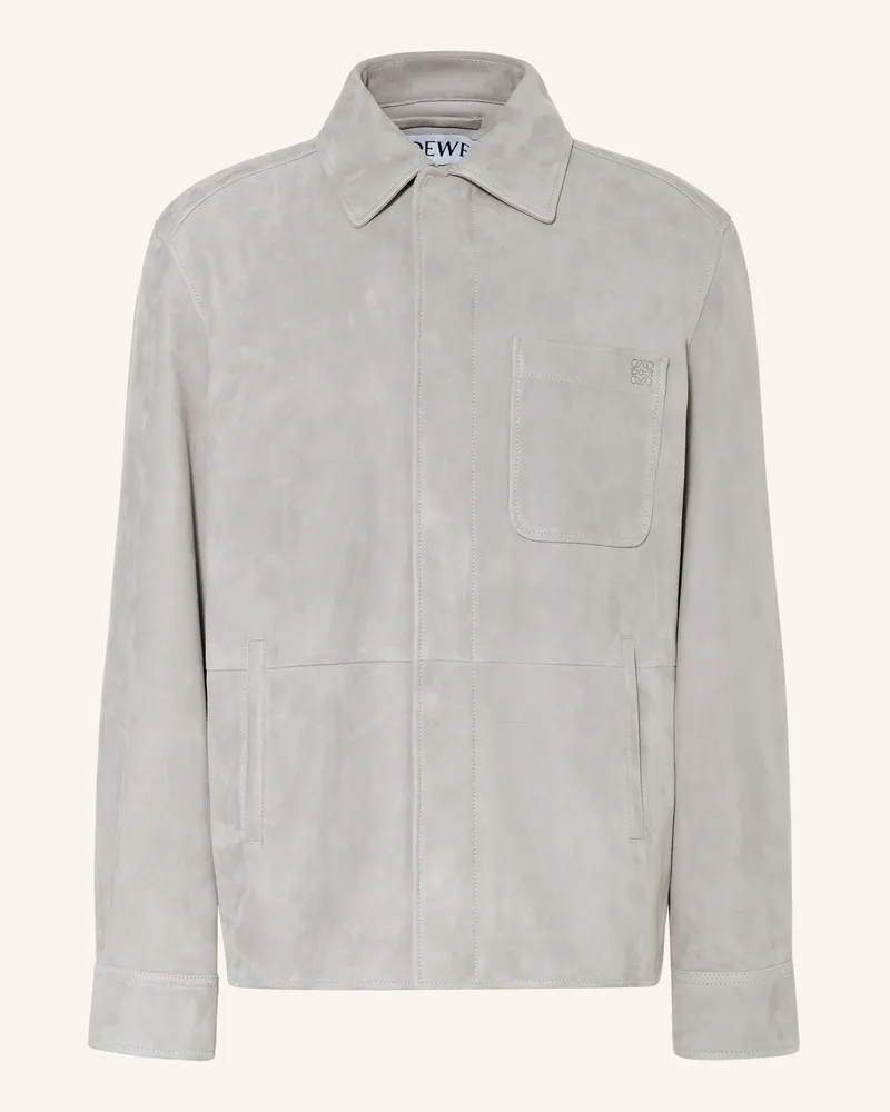 Loewe Leder-Overjacket Hellgrau