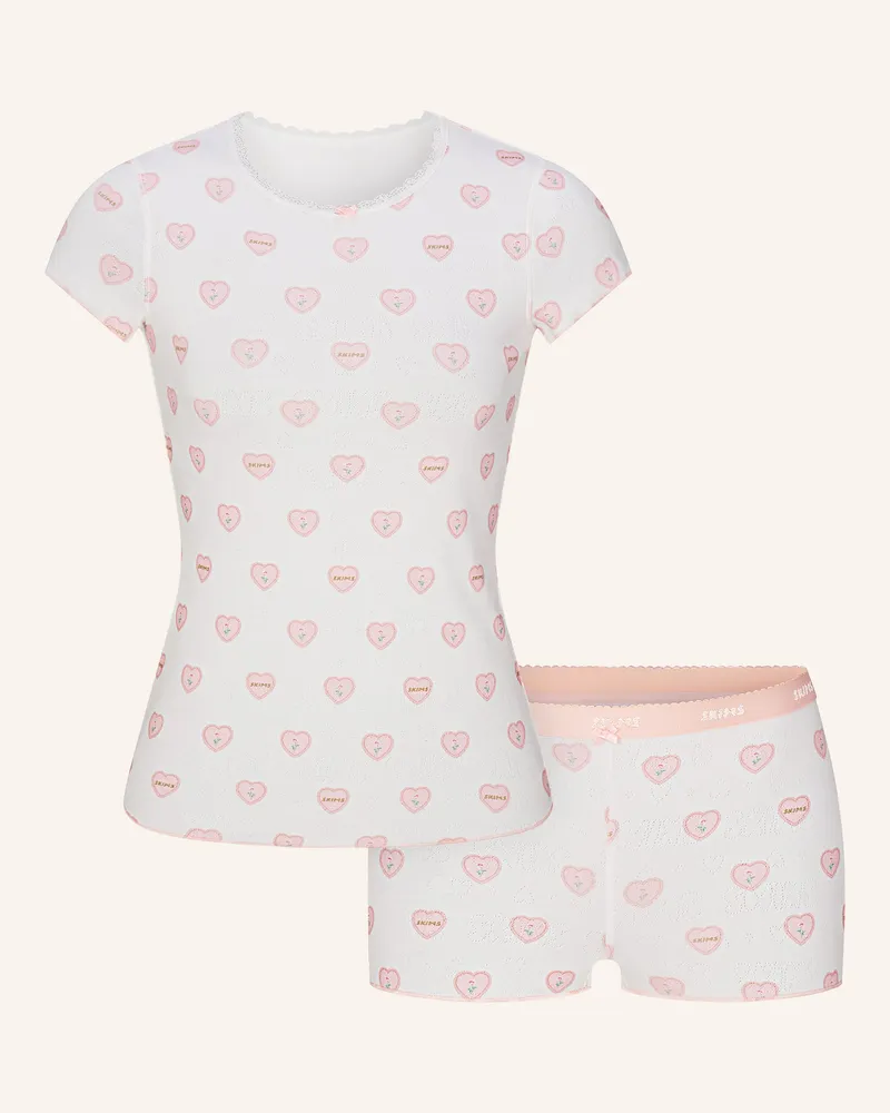 SKIMS Lounge-Set Logo Pointelle weiss Snow