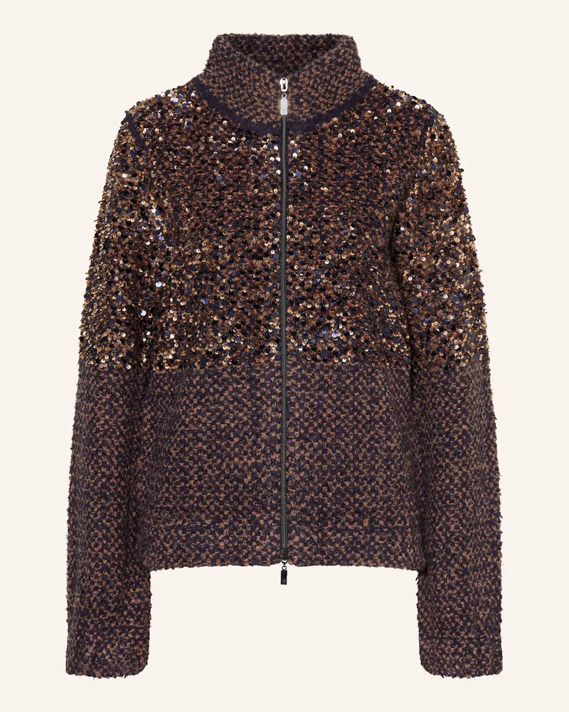 monari Strickjacke Mit Pailletten blau Dunkelblau