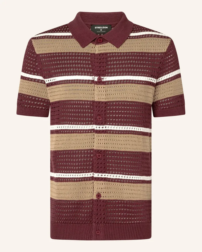 Strellson Strickhemd Ander Slim Fit rot Dunkelrot