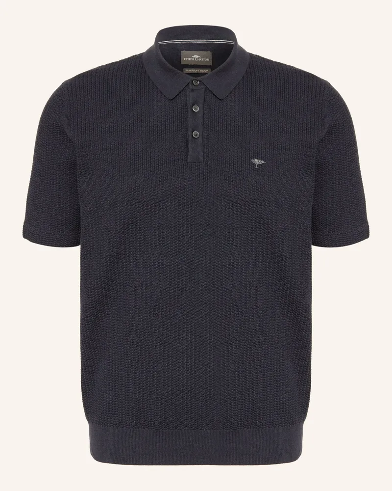 Fynch-Hatton Strick-Poloshirt blau Dunkelblau