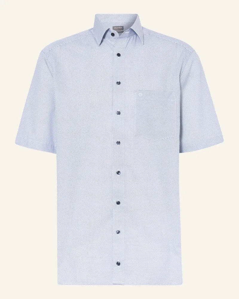 Olymp Kurzarm-Hemd Luxor Comfort Fit blau Weiss