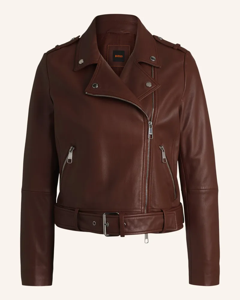 HUGO BOSS Lederjacke C_SAMELI Regular Fit Braun