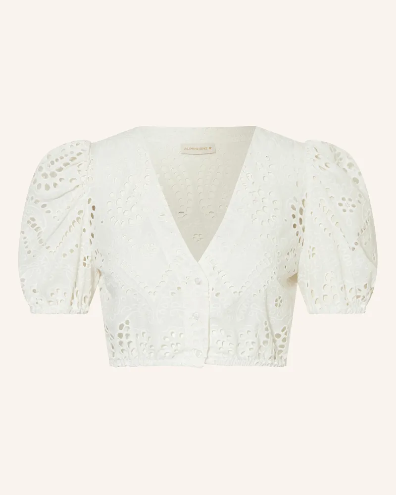 AlpenHERZ Dirndlbluse Lou Aus Lochspitze weiss Weiss