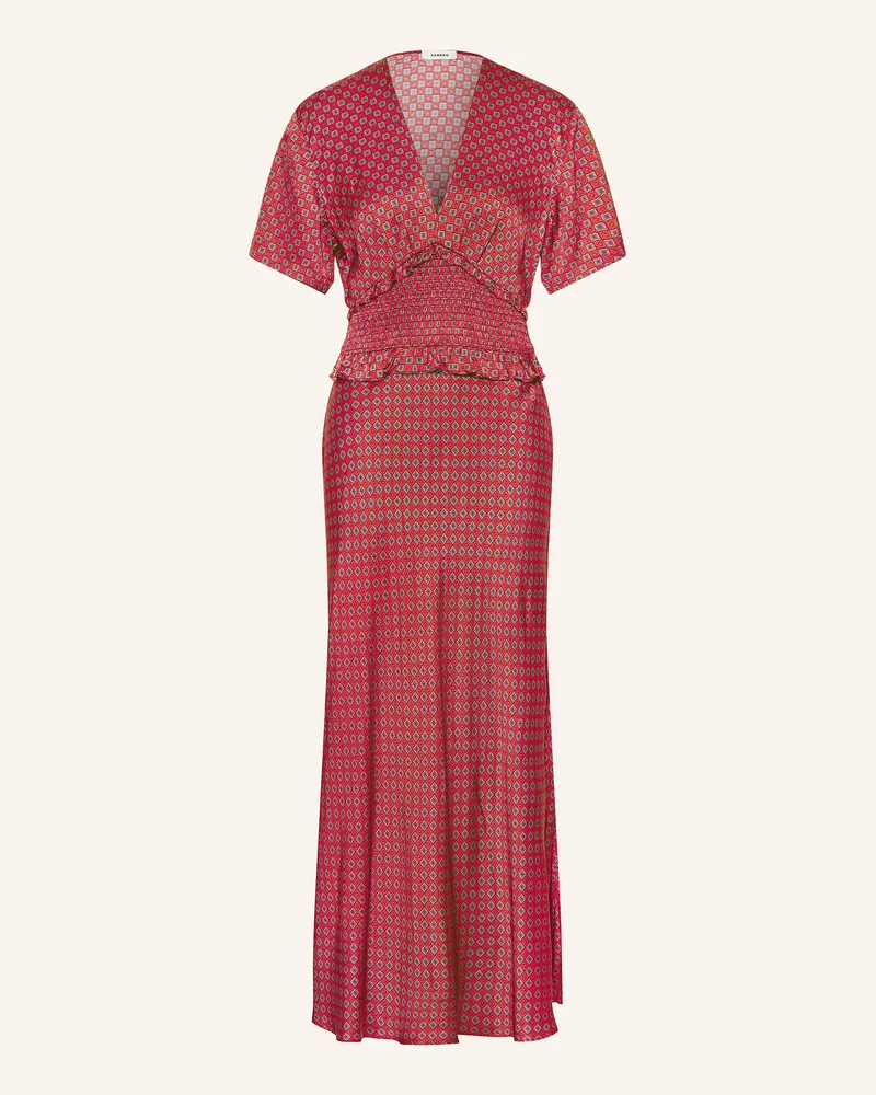 Sandro Satinkleid mit Rüschen Rot