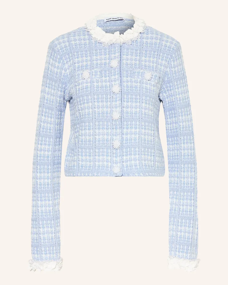Self-Portrait Strickjacke Mit Schmuckperlen blau Hellblau