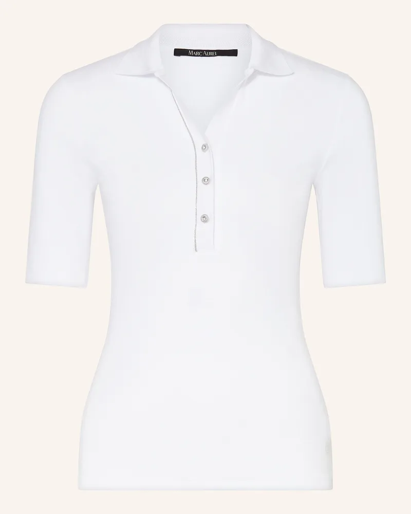 MARC AUREL Jersey-Poloshirt mit Schmucksteinen Weiss