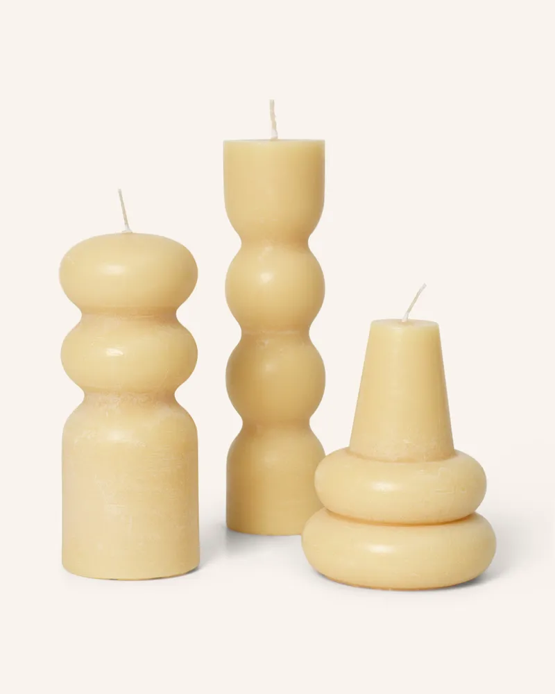 ferm LIVING 3er-Set Kerzen TORNO Ecru
