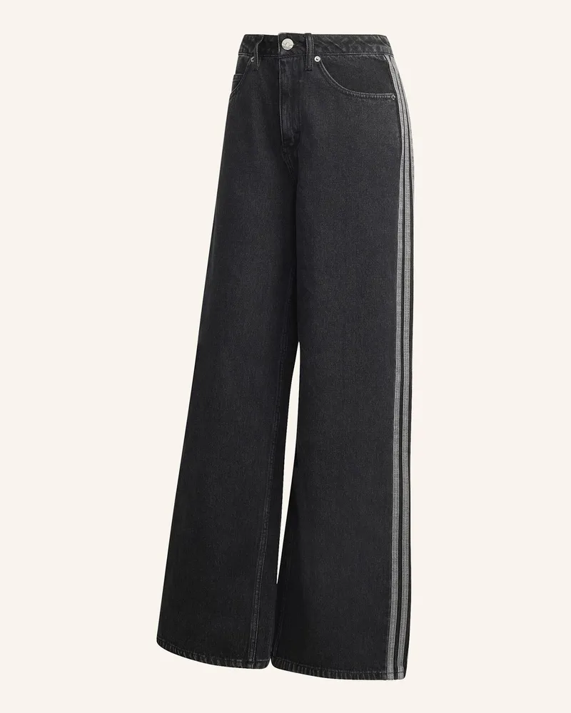 adidas Jeanshose, Hoher Bund, Weites Bein schwarz Schwarz