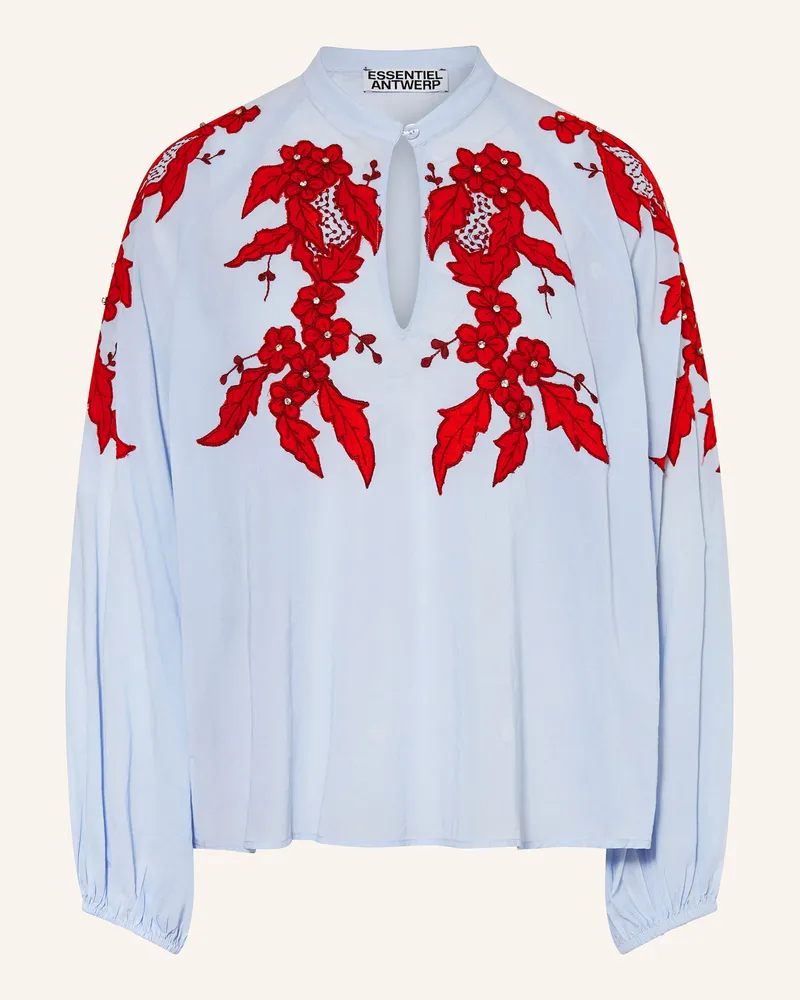 Essentiel Blusenshirt ISHIMBAY mit Schmucksteinen Hellblau