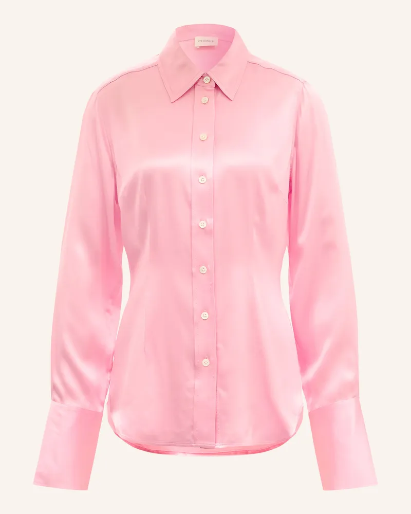 Closed Hemdbluse Aus Satin pink Pink