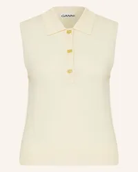 Ganni Strick-Poloshirt mit Cashmere Weiss