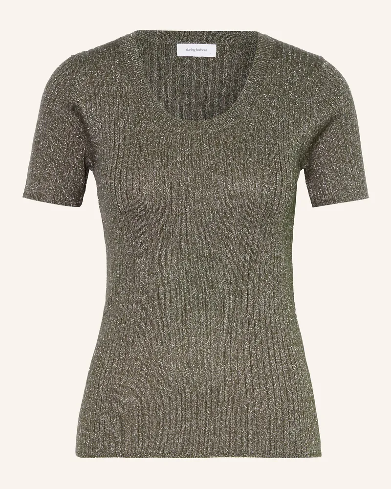 Darling Harbour Strickshirt mit Glitzergarn Oliv