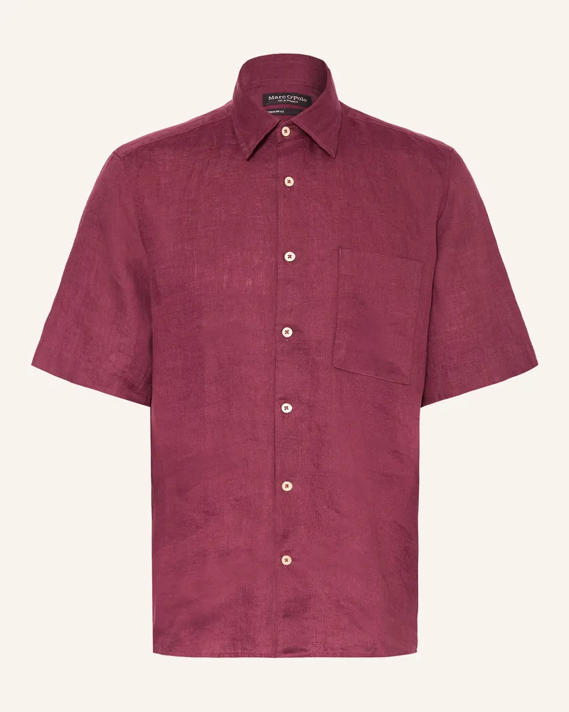 Marc O'Polo Kurzarm-Hemd Regular Fit aus Leinen Fuchsia