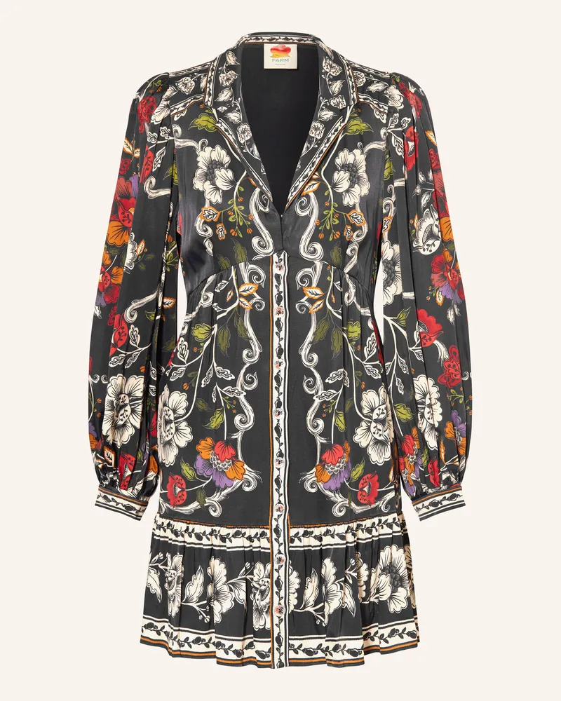FARM Rio Kleid Rococo Flowers Mit Rüschen schwarz Dunkelblau