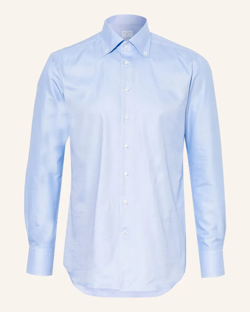 Artigiano  Piqué-Hemd Classic Fit blau Hellblau