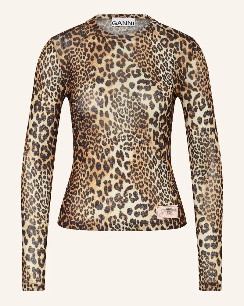 Ganni Longsleeve aus Mesh Braun