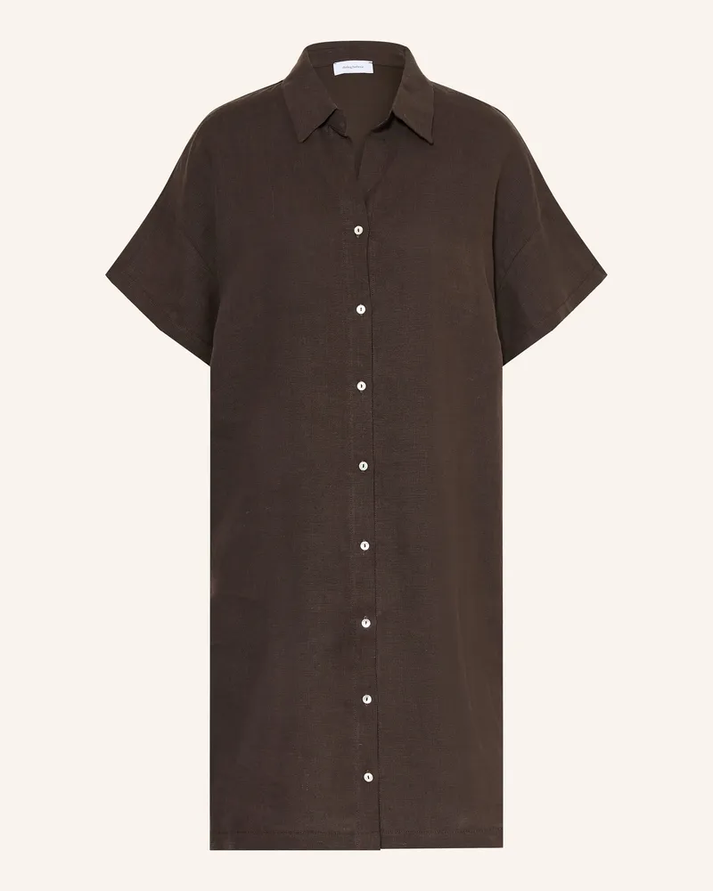 Darling Harbour Hemdblusenkleid Im Materialmix Mit Leinen braun Chocolate