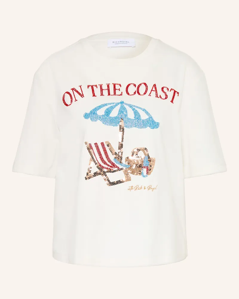Rich&Royal T-Shirt Mit Schmuckperlen weiss Ecru