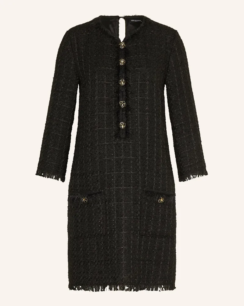 ana alcazar Cocktailkleid aus Tweed mit 3/4-Arm Schwarz