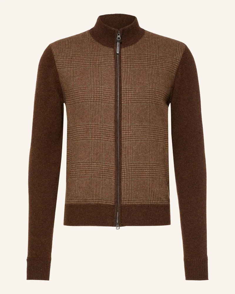 Hackett Strickjacke Im Materialmix braun Dunkelbraun