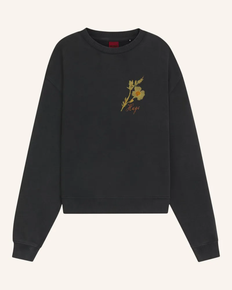 HUGO BOSS Sweatshirt DEROXINA_4 Oversize Fit Schwarz