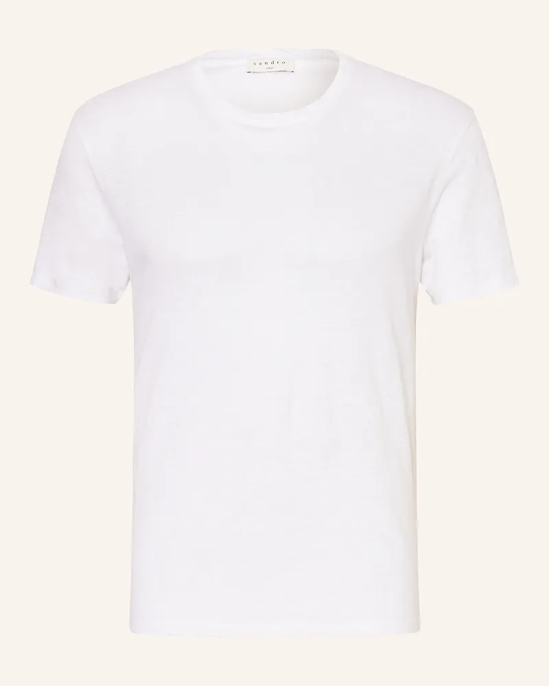 Sandro T-Shirt aus Leinen Weiss